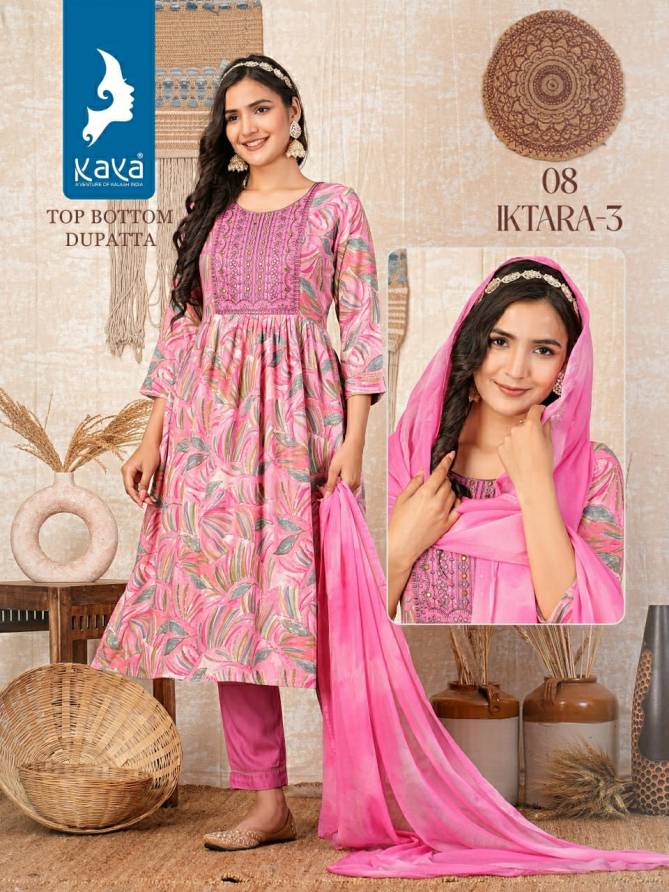 Iktara 3 By Kaya Rayon Printed Kurti With Bottom Dupatta Wholesale Price In Surat